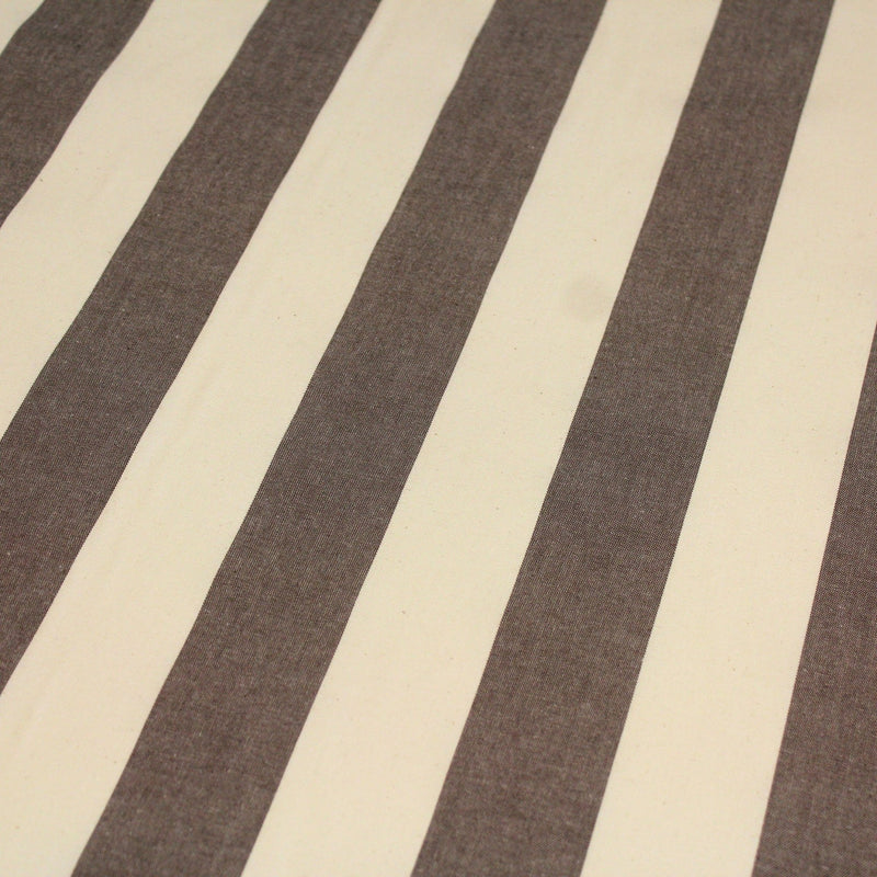 Tissu toile transat de coton HONFLEUR aux rayures marron & écrues - Fabrication française - tissuspipi.com