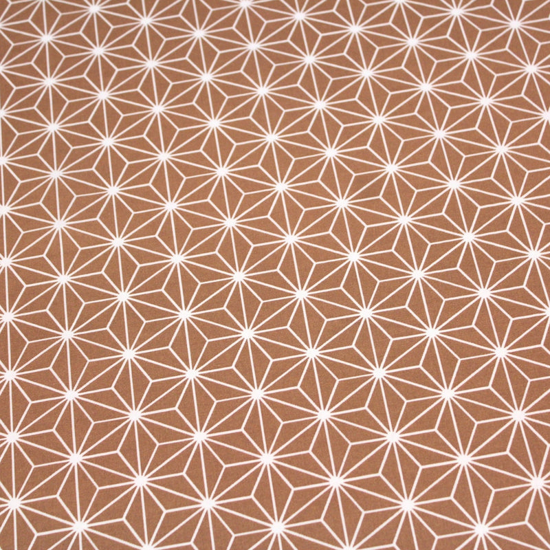 Tissu cotonnade motif traditionnel japonais des feuilles ASANOHA cassonade & blanc - STANDARD 100 OEKO - TEX - tissuspipi.com