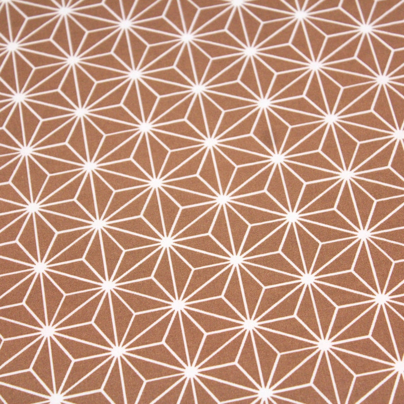 Tissu cotonnade motif traditionnel japonais des feuilles ASANOHA cassonade & blanc - STANDARD 100 OEKO - TEX - tissuspipi.com