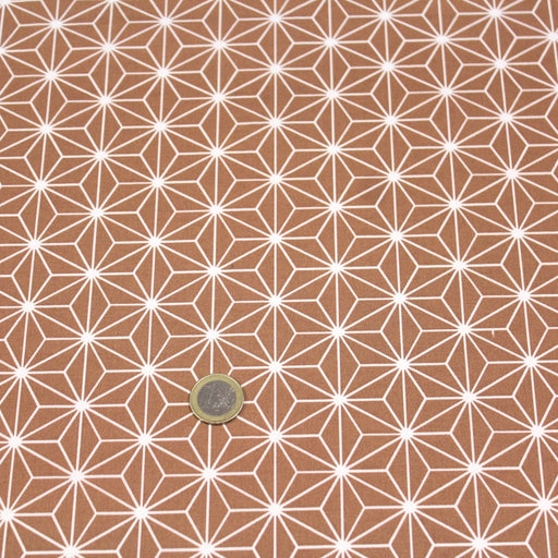 Tissu cotonnade motif traditionnel japonais des feuilles ASANOHA cassonade & blanc - STANDARD 100 OEKO - TEX - tissuspipi.com