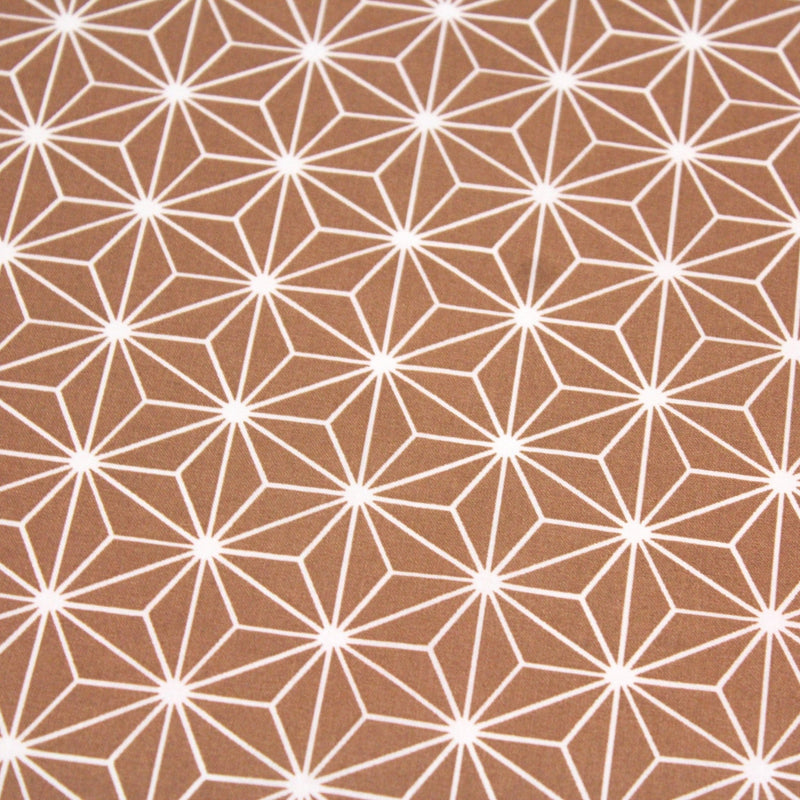 Tissu cotonnade motif traditionnel japonais des feuilles ASANOHA cassonade & blanc - STANDARD 100 OEKO - TEX - tissuspipi.com
