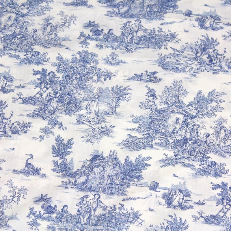 Tissu coton renforcé TOILE DE JOUY grande largeur 280cm : bleu, rouge, vert, gris - OEKO - TEX - tissuspipi.com