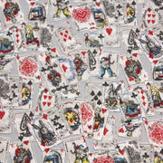 Tissu de coton ALICE au lapin blanc & au jeu de cartes, fond gris clair - Oeko - Tex - tissuspipi.com