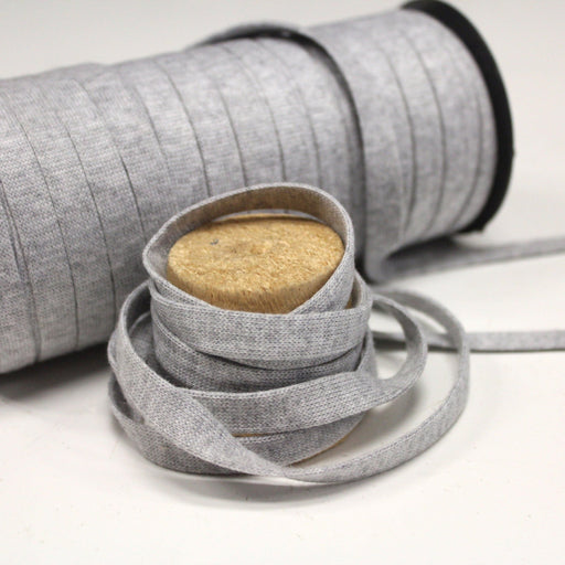 Cordon tubulaire jersey de coton gris chiné 9mm, rouleau de 50m - Fabrication française - tissuspipi.com