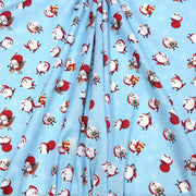 Tissu popeline de coton de Noël - Le père Noël, fond bleu ciel - tissuspipi.com