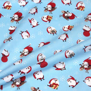 Tissu popeline de coton de Noël - Le père Noël, fond bleu ciel - tissuspipi.com