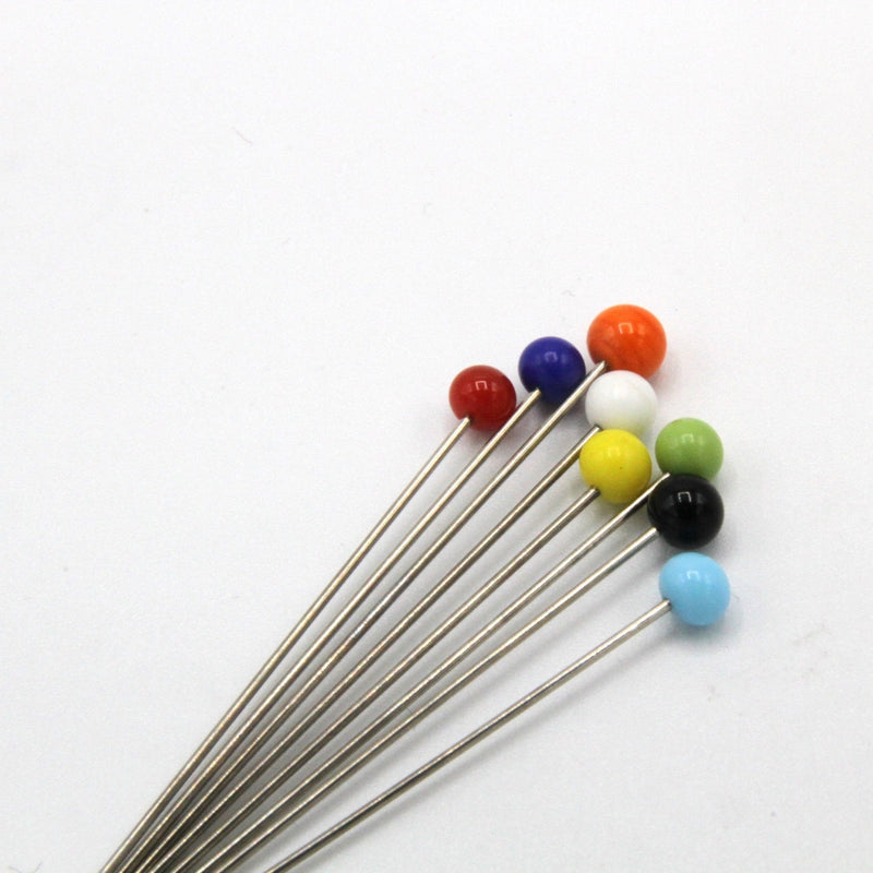 Boîte de 100 épingles de couture extra - longues à tête de verre - tissuspipi.com