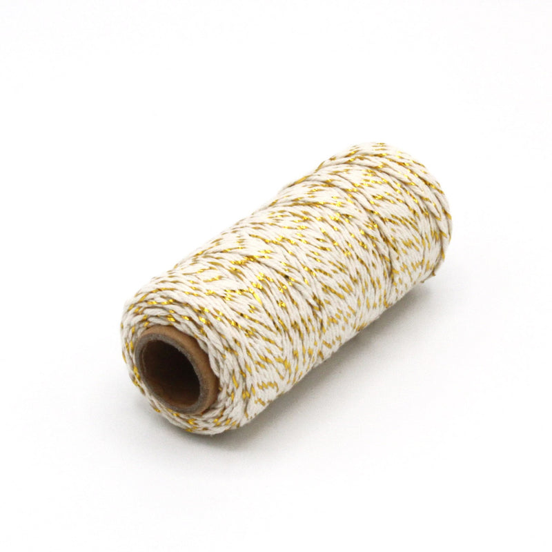Ficelle de coton écru & lurex doré or - Bobine de 80m - tissuspipi.com