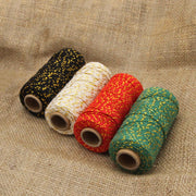 Ficelle de coton écru & lurex doré or - Bobine de 80m - tissuspipi.com
