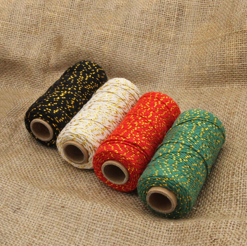 Ficelle de coton écru & lurex doré or - Bobine de 80m - tissuspipi.com