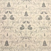 Tissu de coton de Noël scandinave aux cloches & arabesques grises, fond écru - tissuspipi.com