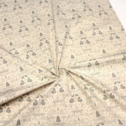 Tissu de coton de Noël scandinave aux cloches & arabesques grises, fond écru - tissuspipi.com