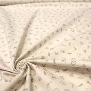 Tissu de coton de Noël scandinave aux petits objets de Noël gris, fond écru - tissuspipi.com
