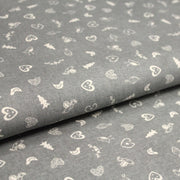 Tissu de coton de Noël scandinave aux petits objets de Noël écrus, fond gris - tissuspipi.com