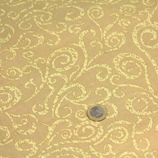 Tissu popeline de coton LOUIS aux arabesques, tons cappuccino - tissuspipi.com