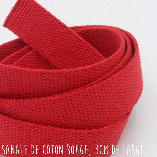 Sangle de coton rouge, 3cm de large - tissuspipi.com