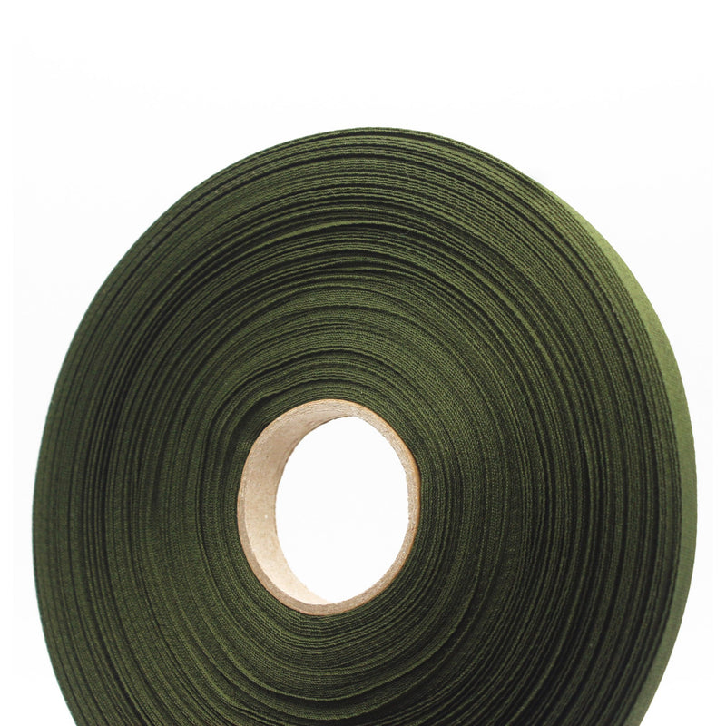 Ruban de sergé vert olive 10mm - Galette de 50 mètres - Fabrication française - tissuspipi.com