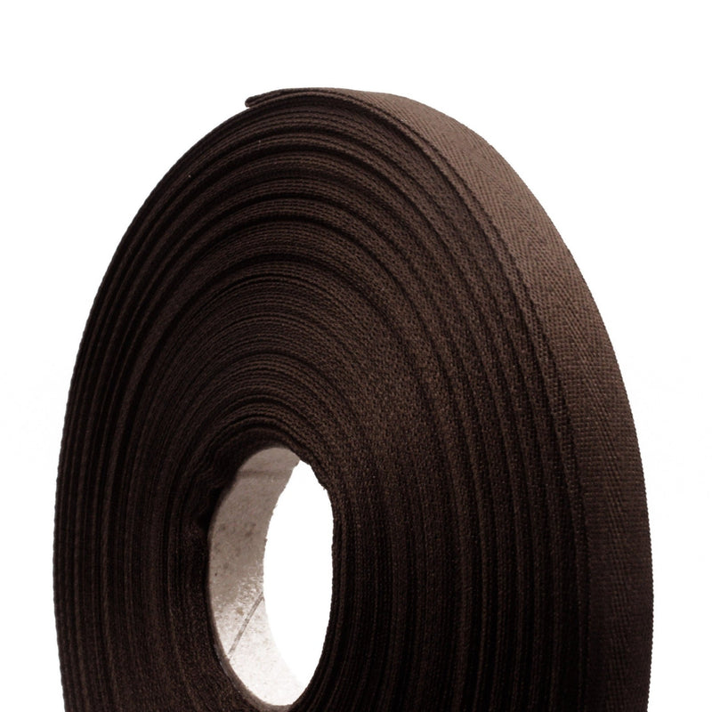 Ruban de sergé marron nougatine 10mm - Galette de 50 mètres - Fabrication française - tissuspipi.com
