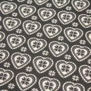 Tissu de coton de Noël scandinave aux cœurs & étoiles de neiges écrus, fond gris - tissuspipi.com