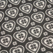 Tissu de coton de Noël scandinave aux cœurs & étoiles de neiges écrus, fond gris - tissuspipi.com