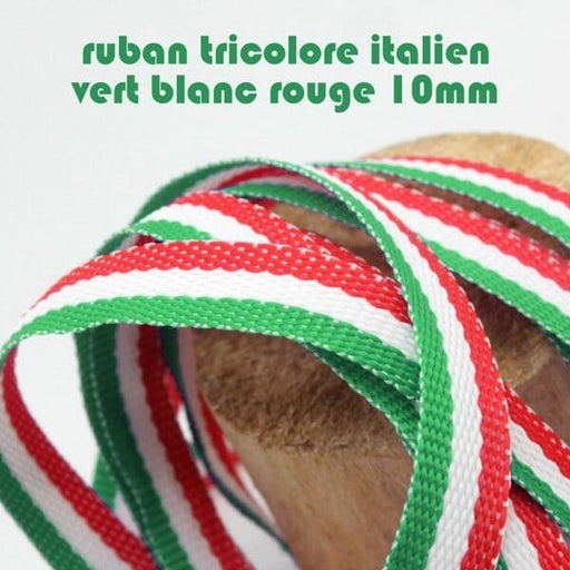 Ruban tricolore italien drapeau tricolore vert blanc rouge 10mm - tissuspipi.com