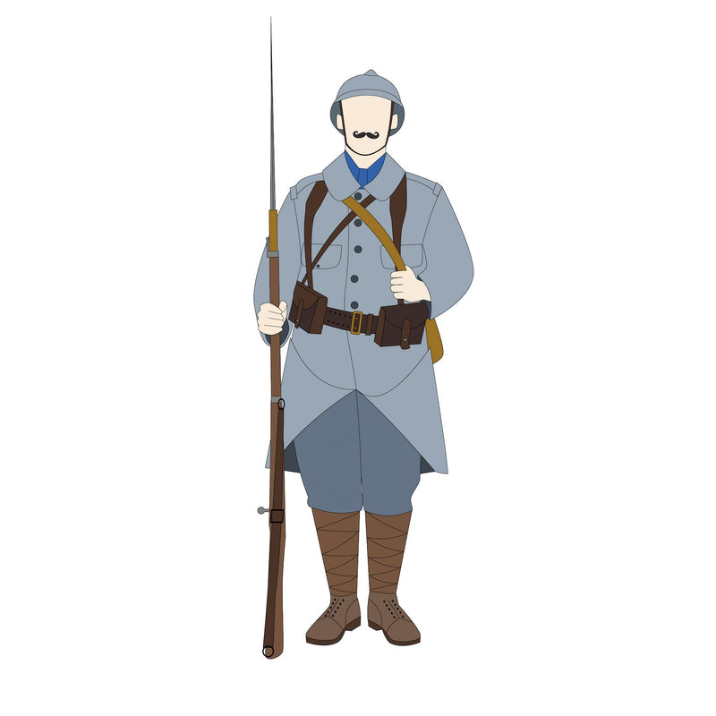 Tissu Drap de laine uni Bleu horizon "Armée française 1914 1918" - tissuspipi.com