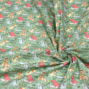 Tissu de coton Dinosaure music lover, fond vert sauge - Oeko - Tex - tissuspipi.com