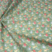 Tissu de coton Dinosaure music lover, fond vert sauge - Oeko - Tex - tissuspipi.com