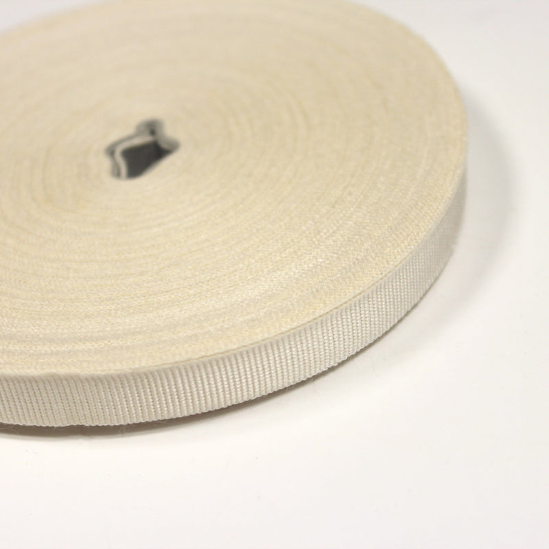 Ruban gros grain écru 12mm - Galette de 50 mètres - Fabrication française - tissuspipi.com