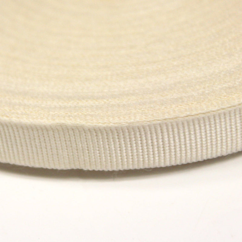 Ruban gros grain écru 12mm - Galette de 50 mètres - Fabrication française - tissuspipi.com