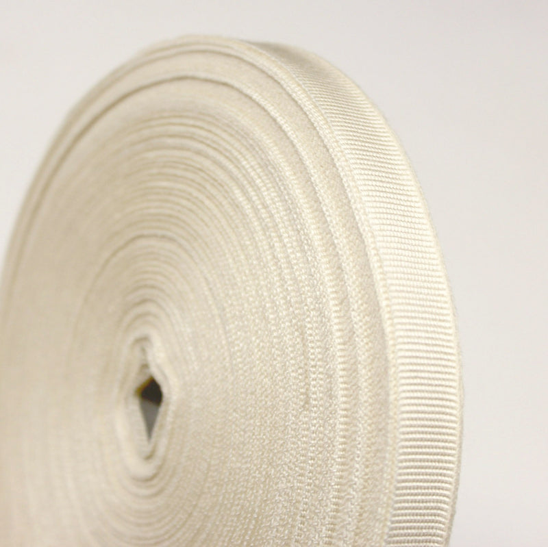 Ruban gros grain écru 12mm - Galette de 50 mètres - Fabrication française - tissuspipi.com