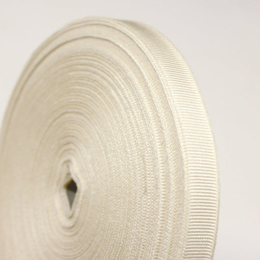 Ruban gros grain écru 12mm - Galette de 50 mètres - Fabrication française - tissuspipi.com