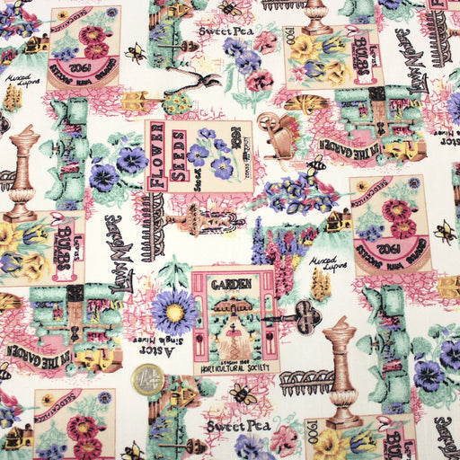 Tissu coton bouquets de fleurs et illustrations du jardin britannique - COLLECTION GARDEN - tissuspipi.com