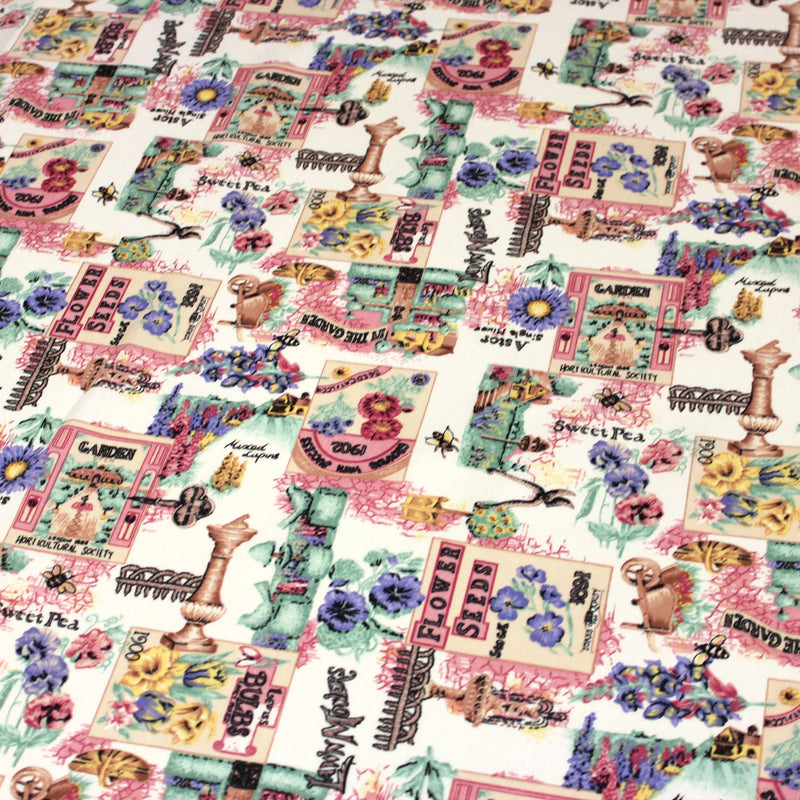 Tissu coton bouquets de fleurs et illustrations du jardin britannique - COLLECTION GARDEN - tissuspipi.com