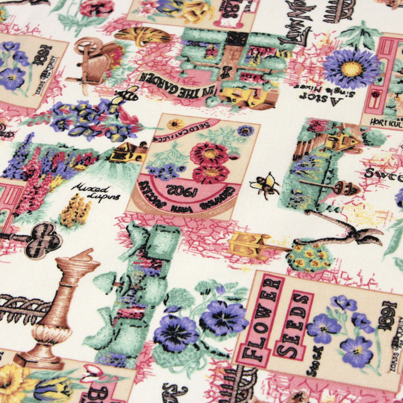 Tissu coton bouquets de fleurs et illustrations du jardin britannique - COLLECTION GARDEN - tissuspipi.com
