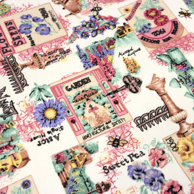 Tissu coton bouquets de fleurs et illustrations du jardin britannique - COLLECTION GARDEN - tissuspipi.com