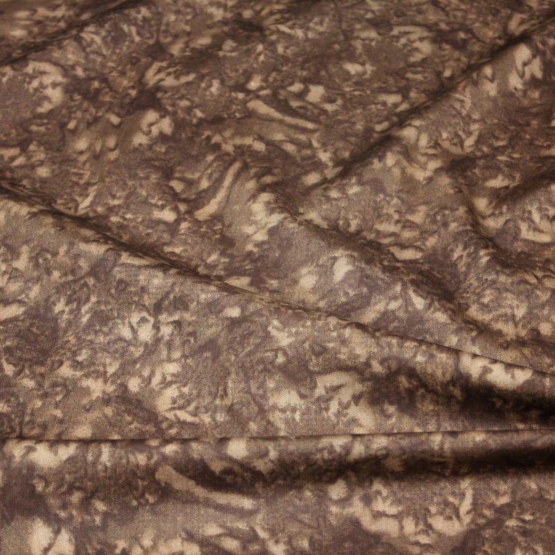 Tissu popeline de coton faux - uni marbré marron chocolat - tissuspipi.com