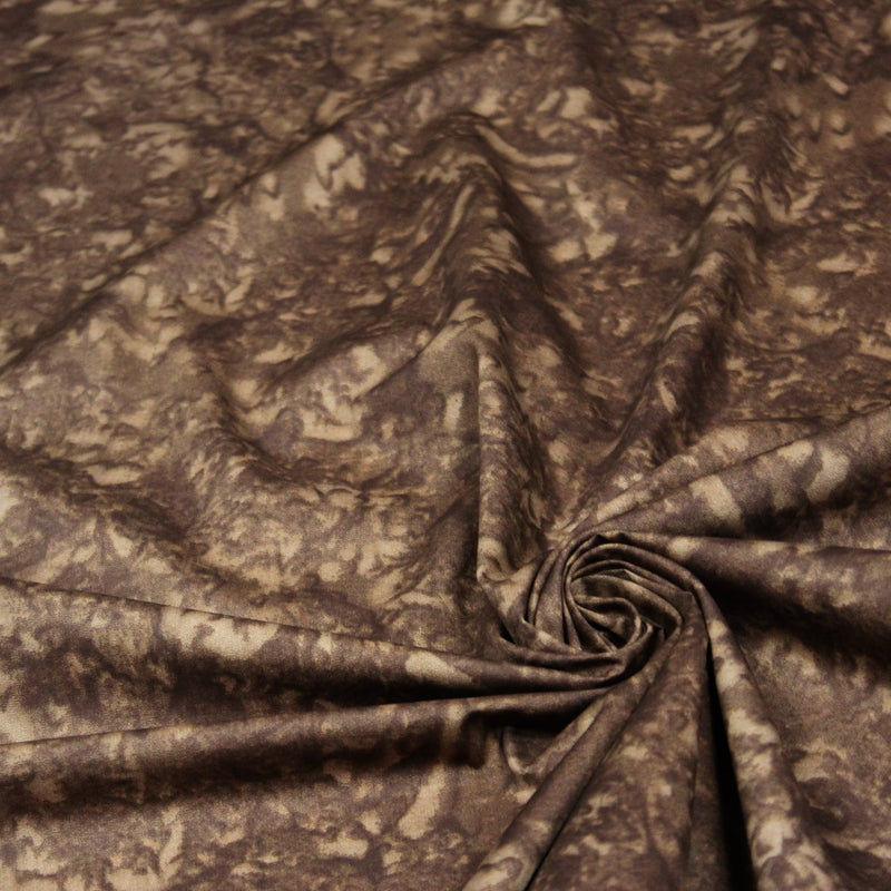 Tissu popeline de coton faux - uni marbré marron chocolat - tissuspipi.com