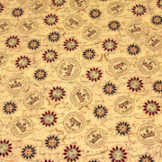 Tissu popeline de coton LE SCEAU DU ROI DE FRANCE, sceaux, couronnes et fleurs, tons jaune blés - tissuspipi.com
