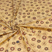 Tissu popeline de coton LE SCEAU DU ROI DE FRANCE, sceaux, couronnes et fleurs, tons jaune blés - tissuspipi.com