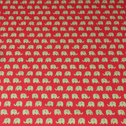 Tissu cotonnade rouge aux éléphants verts - tissuspipi.com