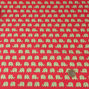 Tissu cotonnade rouge aux éléphants verts - tissuspipi.com