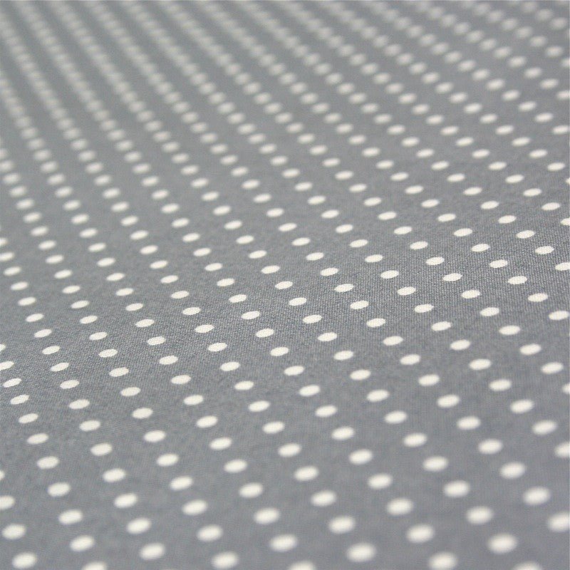 Tissu popeline de coton gris moyen à pois blancs - COLLECTION POLKA DOT - Oeko - Tex - tissuspipi.com