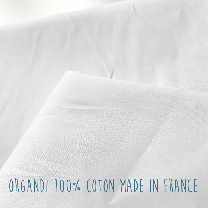 Tissu organdi 100% coton blanc - Fabrication française - OEKO - TEX® - tissuspipi.com