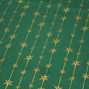 Tissu de coton de Noël aux étoiles & liserés dorés, fond vert - tissuspipi.com