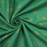 Tissu de coton de Noël aux anges dorés, fond vert - tissuspipi.com